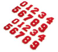 EXCEART 20 Pezzi Toppe Numeriche Ricamate 0-9 per Tessuti Rosso in Poliestere, Patch da Cucire o Termoadesive, per Riparazioni e Decorazioni Fai da Te su Cuscini e Coperte