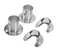 EXCEART 4 Pezzi Supporti per Asta Armadio in Acciaio Inox, Forme U | Fissaggio a Vite Sicuro, Base Rialzata Ispessita, Apertura 25mm, Include Viti, Argento
