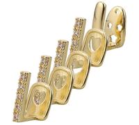 EXCEART 5 Pezzi Grill Dentali Oro Set Tre Pezzi Metallo Hip Hop Punk | Leggeri e Confortevoli, Rimovibili e Facili da Pulire, per Feste, Cosplay e Halloween