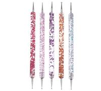 EXCEART 5 Pezzi Set di Pennelli per Nail Art in Acrilico, Doppia Punta per | Raccolta Pietre Sicura, per Unghie e Cartoline, Uso Domestico o Salone, per Principianti