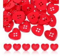 EXCEART 50 Pezzi Bottoni A Forma Di Cuore Bottoni Da Cucire In Plastica Rossa 2 Fori Bottoni Da 0 71 Pollici 18Mm Per Fai Da Te Vacanze Di Natale Scrapbook Accessori Per Vestiti, W012257936EJ