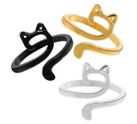 EXCEART Anelli per Maglieria all’Uncinetto Set da 3 in Lega di Zinco Resistente Design Decorativo a Orecchie di Gatto, Anelli Guida Filo Professionali Piccoli e Leggeri per Lavoro