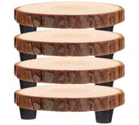 EXCEART Base per Vaso di Fiori in Legno Rotonda con Gambe Set da 2 Pezzi Portavaso Decorativo per Balcone e Giardino Supporto Multifunzionale per Piante e Torta Diametro 11 CM Altezza