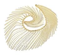 EXCEART Catena di Strass Abito con Frange di Strass Nastro di Pizzo Paillettes per la Lavorazione Lacci Strass Posteriori Piatti Nappe Catena Artigianale Frangia Fai da Te Lega Golden
