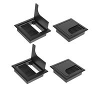 EXCEART Passacavo per Cavi da Scrivania Copertura Foro e Spazzola, Set 4 Pezzi in Plastica Abs Nera 80x80mm per Organizzazione Cavi Ufficio e Computer