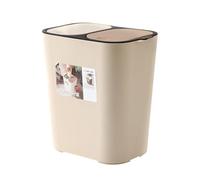 EXCEART Pattumiera Differenziata Doppio Livello PP per Cucina e Ufficio | Selezione Secca e Umida, Aperture Ampie, Coperchio a Pulsante, Beige, Stile Semplice e Pratico