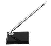 EXCEART Penna per Firme da Scrivania con Supporto Stabile Base Rettangolare in Acrilico Trasparente Penna Sfera in Metallo per Eventi Business Matrimoni e Libri degli Ospiti