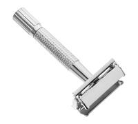 EXCEART Rasoio Manuale per Barba Vecchio Stile Lama Doppia in Acciaio Inox Tagliabarba Retrò Manico in Ottone Pesante Rasatura Delicata e Modellante per Baffi Pizzetto e Basette
