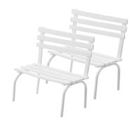 EXCEART Set 2pezzi Mini Panchina da Giardino in Ferro Bianco, Ornamentazione Miniatura Realistica per Balconi e Scaffali, Design Artistico e Dettagli Vividi