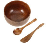 EXCEART Set da 3 Pezzi Ciotola in Legno per Preparare Maschere Viso Spatola e Applicatore, Accessori per Maschere Fai da Te, Compatto e Portatile per Uso Domestico e Viaggi Riutilizzabile