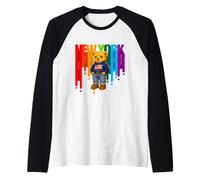 Exceed The Limit New York Teddy Bear- Colorful NYC Boroughs Maglia con Maniche Raglan