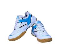 EXCEL Bianco Blu Scarpa Per Gli Atleti Di Badminton/Tennis Con Suola Non Marcatura Per Gli Uomini, Bianco blu, 11 US