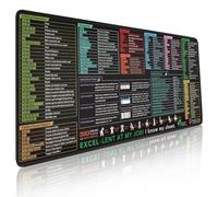 Excel Cheat Sheet Desk Mat, Waterproof Shortcuts Mouse Pad, Excel Cheat Sheet Desk Pad, Non-Slip Stitched Edges, Contains 9 Major Function Modules and Common Functions (1,300 * 800 * 3MM)