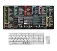 Excel, Tappetino per mouse con scorciatoie, antiscivolo, con formule essenziali, grande tappetino per computer, per casa e ufficio, base in gomma naturale (400 x 900 mm)