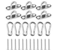 EXCELFU 6 ganci a U in acciaio inox da 4,6 cm + 6 ganci a scatto in acciaio inossidabile, gancio per graffette marine con viti