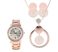 Excellanc 1800175 - Parure da donna con orologio, collana e orecchini con strass, Metallo