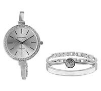 Excellanc 1800200 - Set regalo da donna, con strass, in metallo, Argento/Bianco, Classico