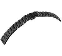 Excellanc - Cinturino di ricambio per orologio da uomo, in acciaio INOX, larghezza 22 mm, chiusura deployante a farfalla, lunghezza 18 cm, colore: Nero