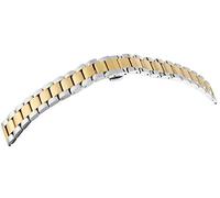 Excellanc Cinturino sostitutivo da uomo in acciaio inox, larghezza 24 mm, argento oro bicolore massiccio, chiusura deployante, lunghezza 18 cm, per orologio da uomo