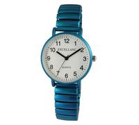 Excellanc Design Orologio da donna metallizzato, bianco, blu, analogico, in metallo, elastico, flessibile, al quarzo, Blu, Bracciale