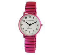 Excellanc Design Orologio da donna metallizzato, bianco, rosa, analogico, in metallo, elastico, flessibile, al quarzo, rosa.