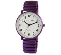Excellanc Design - Orologio da donna metallizzato, bianco, viola, analogico, in metallo, elastico, flessibile, al quarzo, Lilla