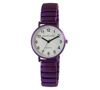 Excellanc Design - Orologio da donna metallizzato, bianco, viola, analogico, in metallo, elastico, flessibile, al quarzo, Lilla
