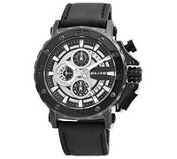 Excellanc Elite Orologio da uomo nero analogico data cronografo in pelle sintetica al quarzo 3 bar orologio da polso, cinghia