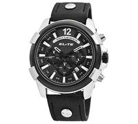 Excellanc Elite Orologio da uomo nero argento analogico data cronografo in pelle sintetica al quarzo 3 bar orologio da polso, cinghia
