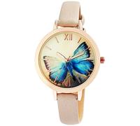 Excellanc Orologi da Donna Ragazza, Orologio Farfalla Rosa Oro Rosa Analogico Ecopelle Quarzo Orologio da Polso