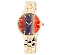 Excellanc - Orologio da donna al quarzo analogico orologio da polso con 180801500007 e alloggiamento in metallo con fascia da braccio di metallo in oro e fibbia deployante del Quadrante Colore Rosso Band lunghezza totale 18 cm larghezza cinturino 16 mm