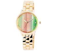 Excellanc - Orologio da donna al quarzo analogico orologio da polso con 180807500007 Alloggiamento in Metallo con Bracciale in metallo dorato e fibbia deployante quadrante multicolore Band lunghezza totale 18 cm larghezza di banda 16 mm