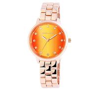 Excellanc - Orologio da donna al quarzo analogico orologio da polso con 180834500007 Alloggiamento in Metallo con Bracciale in metallo rosato goldf multicolore e fibbia deployante quadrante arancione Band lunghezza totale 18 cm larghezza di banda 16 mm