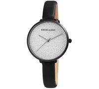 EXCELLANC Orologio da donna argento nero glitter analogico metallo pelle quarzo orologio da polso