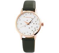 Excellanc Orologio da donna bianco marrone oro rosa strass analogico al quarzo in pelle orologio da polso