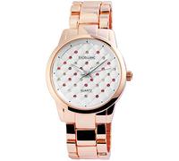 Excellanc Orologio da donna bianco oro rosa con strass analogico in metallo al quarzo