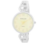 Excellanc Orologio da donna, cinturino in metallo, numeri leggibili, analogico, lunghezza 15 cm, orologio al quarzo, idea regalo per donne, argento/oro, Bracciale