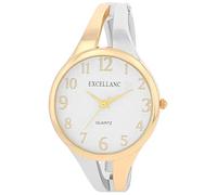 Excellanc Orologio da donna con fibbia in metallo, con numeri leggibili, rotondo, lunghezza 15,5 cm, idea regalo per donne, Bicolore, Bracciale