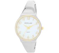 Excellanc Orologio da donna con fibbia in metallo lucido, con numeri leggibili, rotondo, lunghezza 15,5 cm, idea regalo per donne, argento/bianco/oro, Bracciale