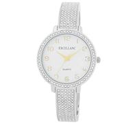 Excellanc Orologio da donna con fibbia in metallo lucido, con numeri leggibili, rotondo, lunghezza 16 cm, idea regalo per donne, argento/bianco/oro, Bracciale