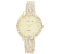 Excellanc Orologio da donna con fibbia in metallo lucido, con numeri leggibili, rotondo, lunghezza 16 cm, idea regalo per donne, gold, Bracciale