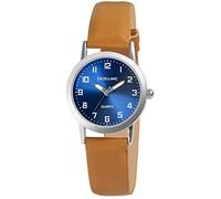 Excellanc Orologio da donna in ecopelle, con lancette luminose, analogico, al quarzo, 1900290, Blu/marrone