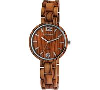 Excellanc Orologio da donna in legno, con lancette luminose, chiusura deployante, analogico, al quarzo, 1800235, Legno zebrato, Bracciale