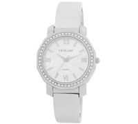 Excellanc Orologio da donna in metallo, con numeri romani, lunghezza 15 cm, al quarzo, idea regalo per donne, argento/bianco, Bracciale