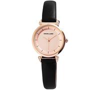 Excellanc Orologio da donna in oro rosa con strass, analogico, al quarzo, cinturino in pelle