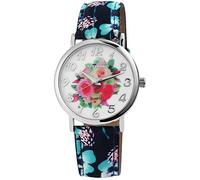 Excellanc Orologio da Donna Orologi Ragazza Bianco Blu Argento Fiori Analogico al Quarzo Cinturino in Pelle