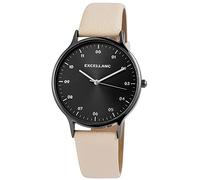 Excellanc Orologio da polso da donna, al quarzo, analogico, in metallo e pelle, colore: antracite e beige