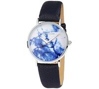 Excellanc Orologio da polso da donna, al quarzo, analogico, in pelle e madreperla, colore: bianco/blu/argento