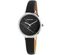 Excellanc Orologio da polso da donna, analogico, in metallo e similpelle, effetto marmo, colore: nero