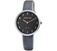 Excellanc Orologio da polso da donna, con numeri arabi, in pelle, colore: antracite/argento/oro